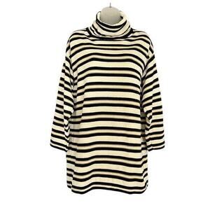 Vintage St John Sport Striped Chenille Turtleneck Tunic Sweater